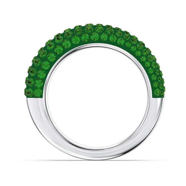 Tigris ring, Green, Rhodium plated